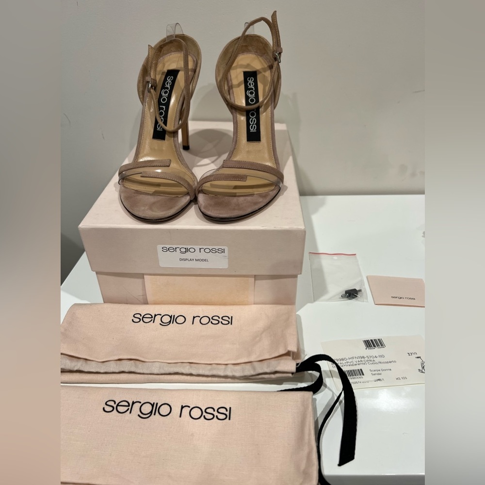 Sergio Rossi Beige Taupe Strappy High Heel Sandals